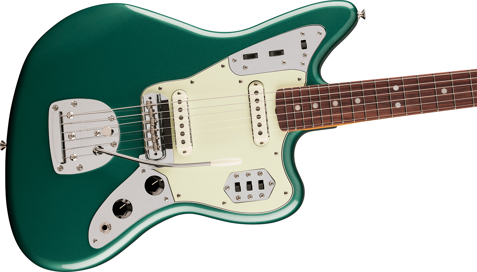 Fender Jaguar Mid 60s Vintera 3 Shsc Mex 2s Trem Rw - Sherwood Green Metallic - Retro-Rock-E-Gitarre - Variation 2