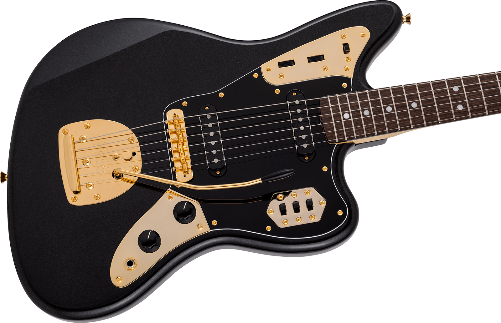 Fender Jaguar Traditional 60s Mij Ltd Jap Shsc 2s Trem Rw - Black Pearl - Retro-Rock-E-Gitarre - Variation 2