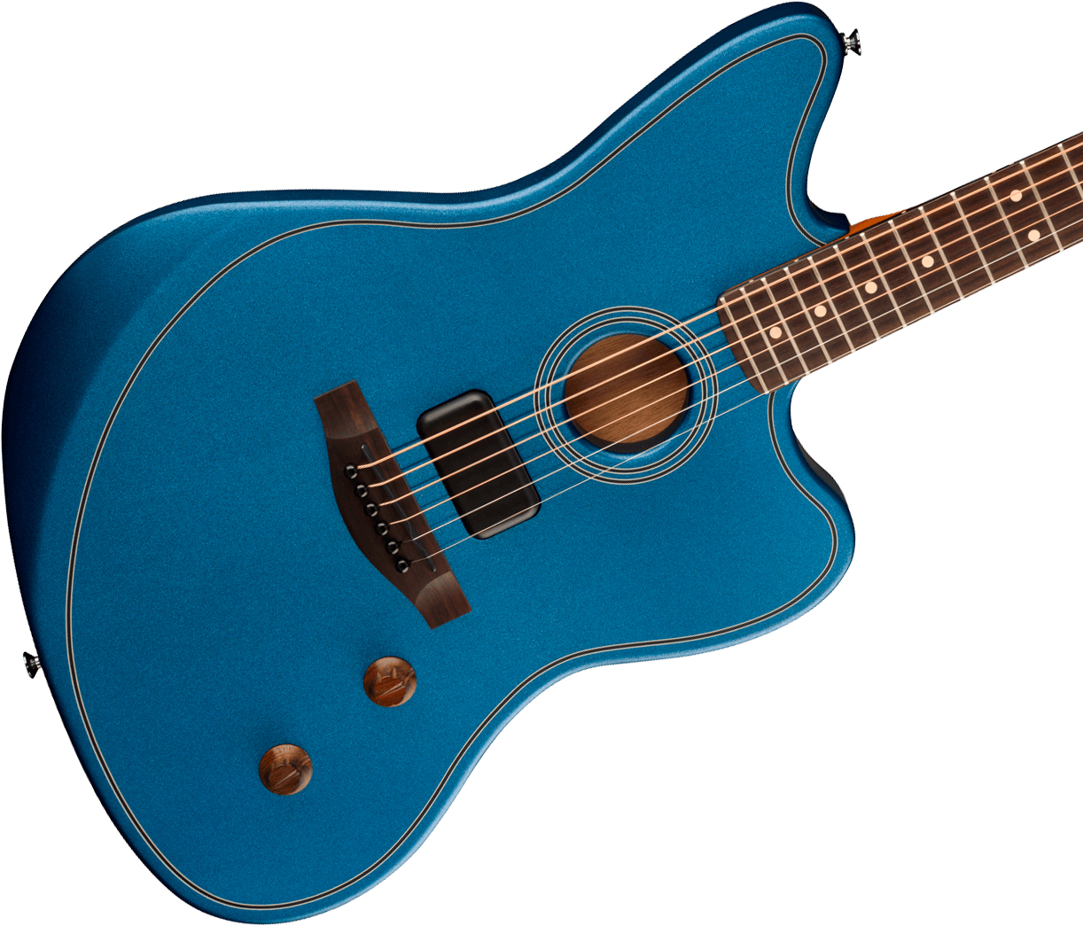 Fender Jazzmaster Acoustasonic Standard Ind Epicea Acajou Rw - Lake Placid Blue - Folk-Gitarre - Variation 2