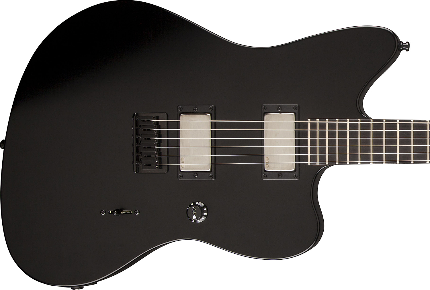 Fender Jim Root Jazzmaster Usa 2h Emg Ht Eb - Flat Black - Retro-Rock-E-Gitarre - Variation 2