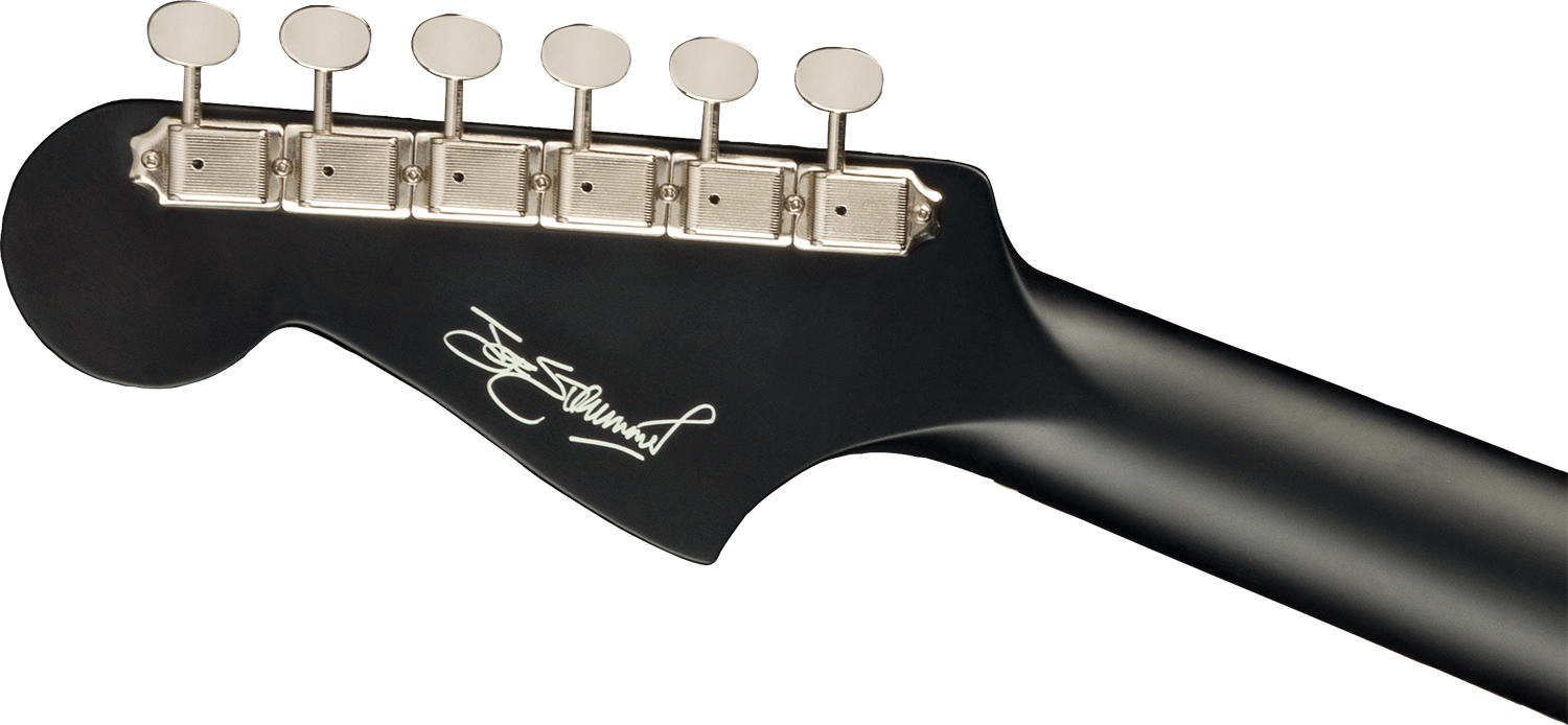 Fender Joe Strummer Campfire Signature Concert Epicea Acajou Wal +housse - Matte Black - Elektroakustische Gitarre - Variation 4