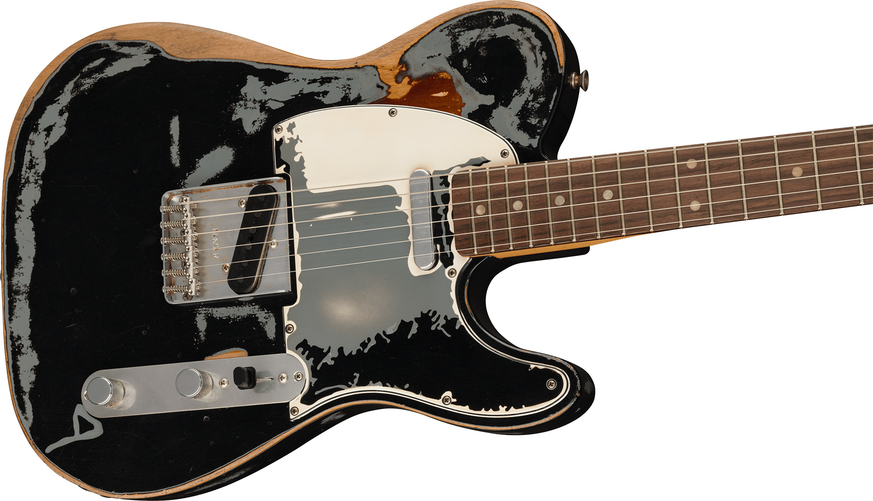 Fender Joe Strummer Tele Mex Signature 2s Ht Rw - Road Worn Black Over 3-color Sunburst - E-Gitarre in Teleform - Variation 2