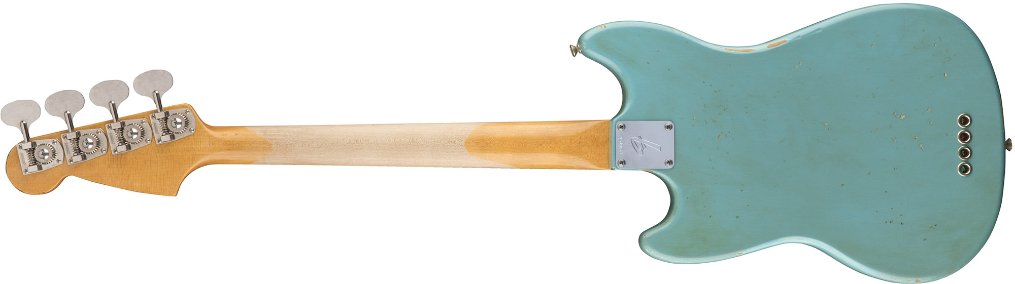 Fender Justin Meldal-johnsen Jmj Mustang Bass Road Worn Mex Rw - Faded Daphne Blue - E-Bass für Kinder - Variation 1