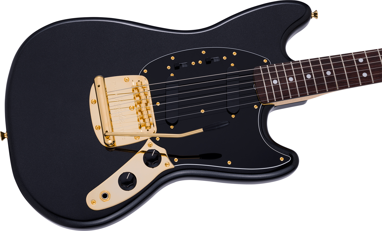 Fender Mustang 60s Traditional Mij Ltd Jap Shsc 2s Trem Rw - Black Pearl - Retro-Rock-E-Gitarre - Variation 2