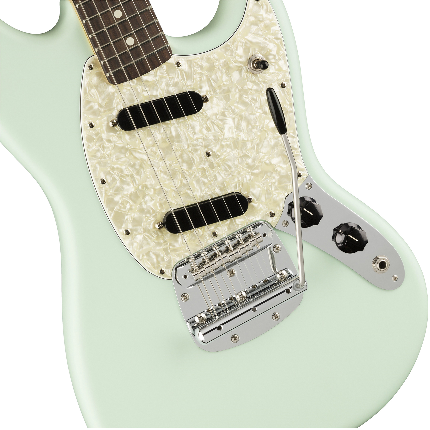 Fender Mustang American Performer Usa Ss Rw - Satin Sonic Blue - Double Cut E-Gitarre - Variation 2