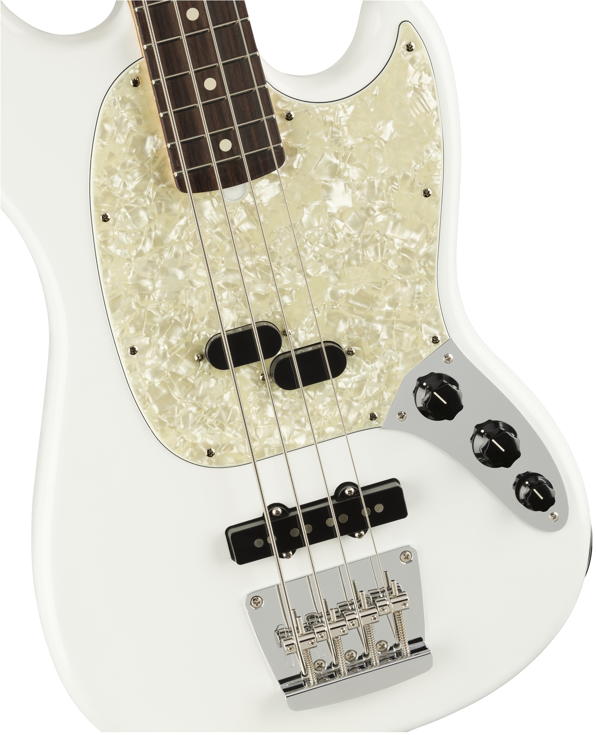 Fender Mustang Bass American Performer Usa Rw - Arctic White - E-Bass für Kinder - Variation 1