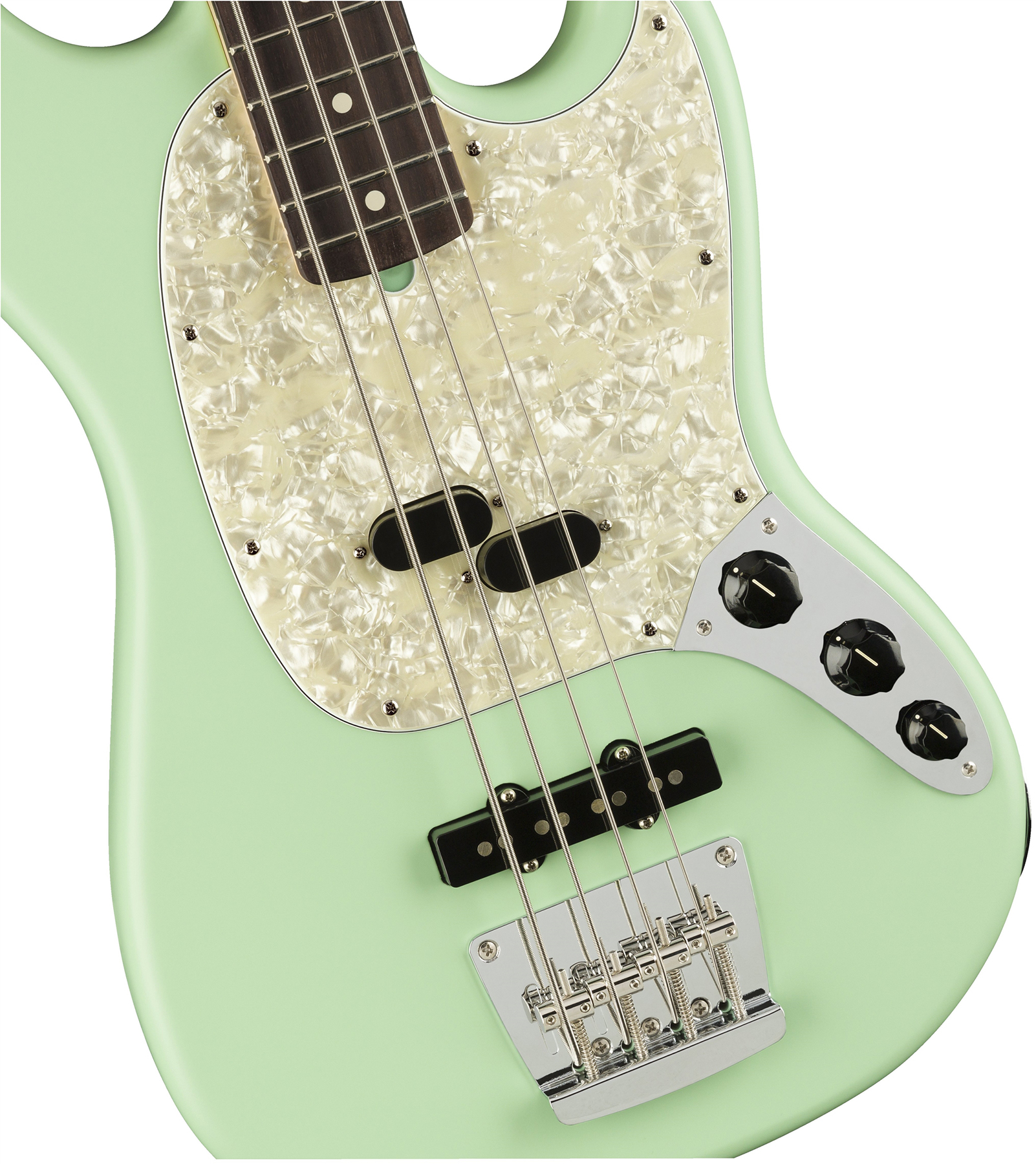 Fender Mustang Bass American Performer Usa Rw - Satin Surf Green - E-Bass für Kinder - Variation 2