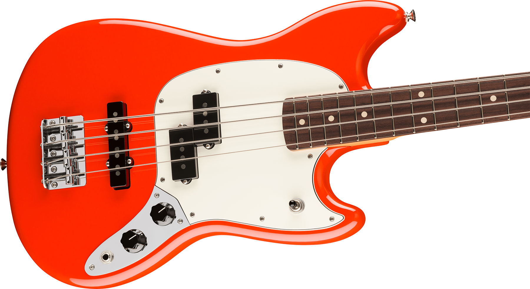Fender Mustang Bass Pj Player Ii Mex Ss Rw - Coral Red - Solidbody E-bass - Variation 2