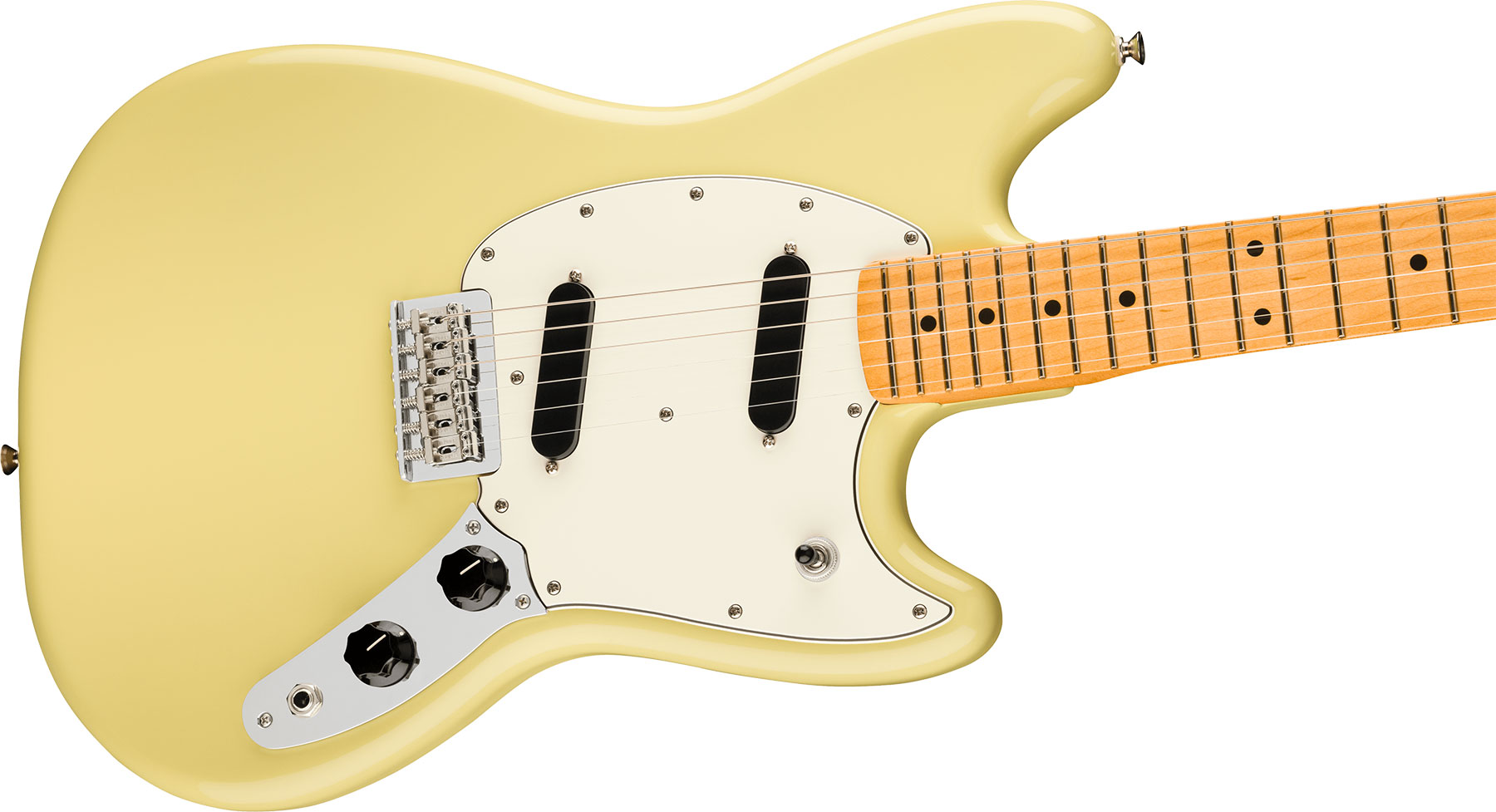 Fender Mustang Player Ii Mex 2s Ht Mn - Hialeah Yellow - Retro-Rock-E-Gitarre - Variation 2