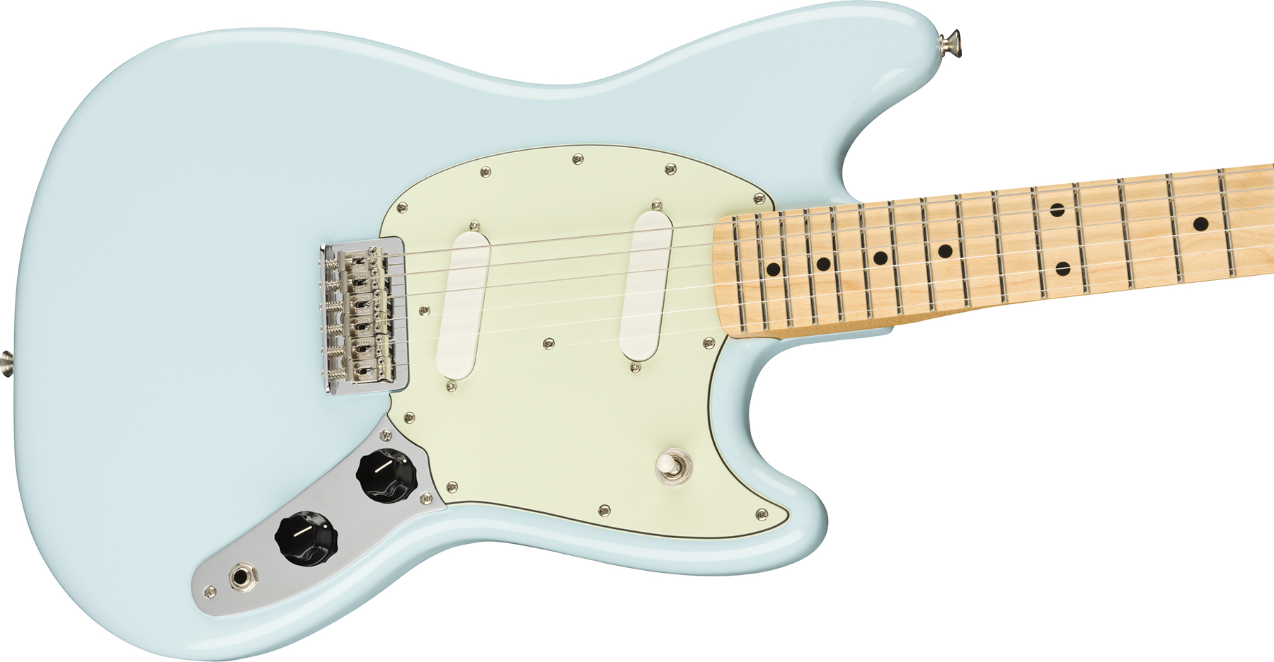 Fender Mustang Player Mex Ht Ss Mn - Surf Blue - Retro-Rock-E-Gitarre - Variation 2