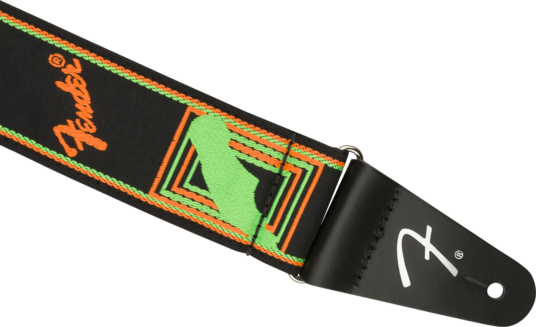 Fender Neon Monogrammed Guitar Strap Poly Green/orange - Gitarrengurt - Variation 1