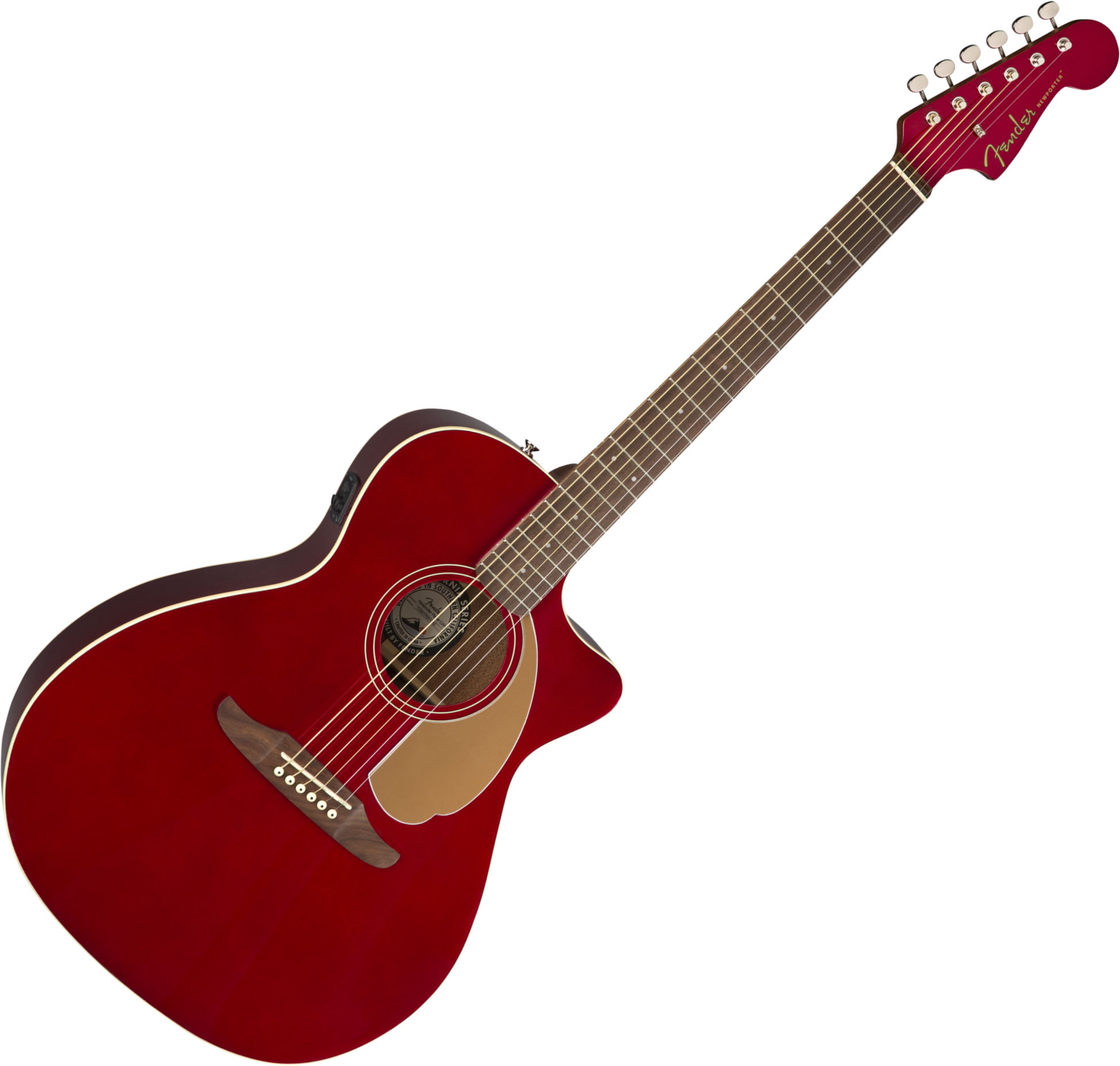 Fender Newporter Player Auditorium Cw Epicea Acajou Wal - Candy Apple Red - Elektroakustische Gitarre - Variation 1