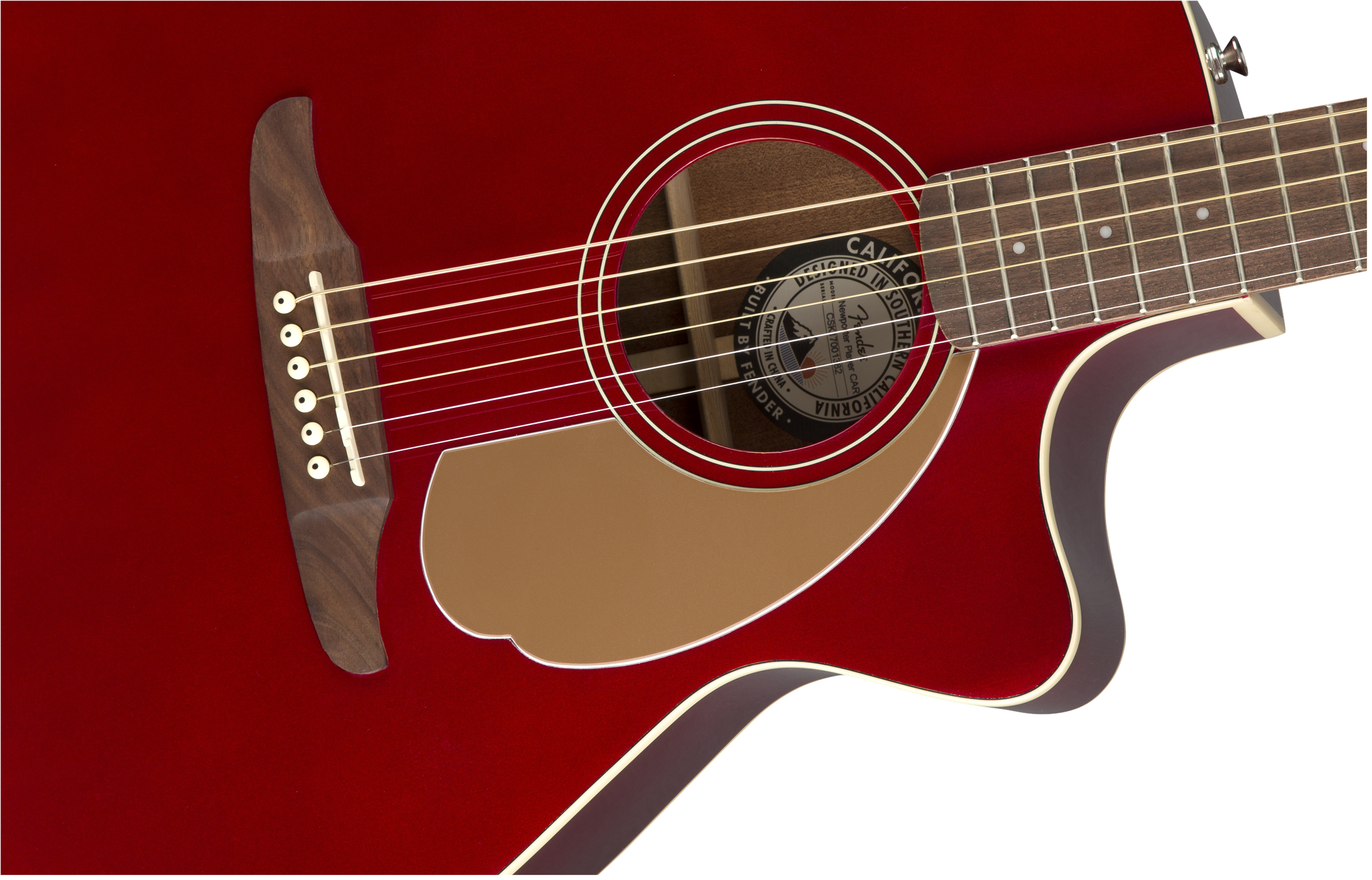 Fender Newporter Player Auditorium Cw Epicea Acajou Wal - Candy Apple Red - Elektroakustische Gitarre - Variation 3