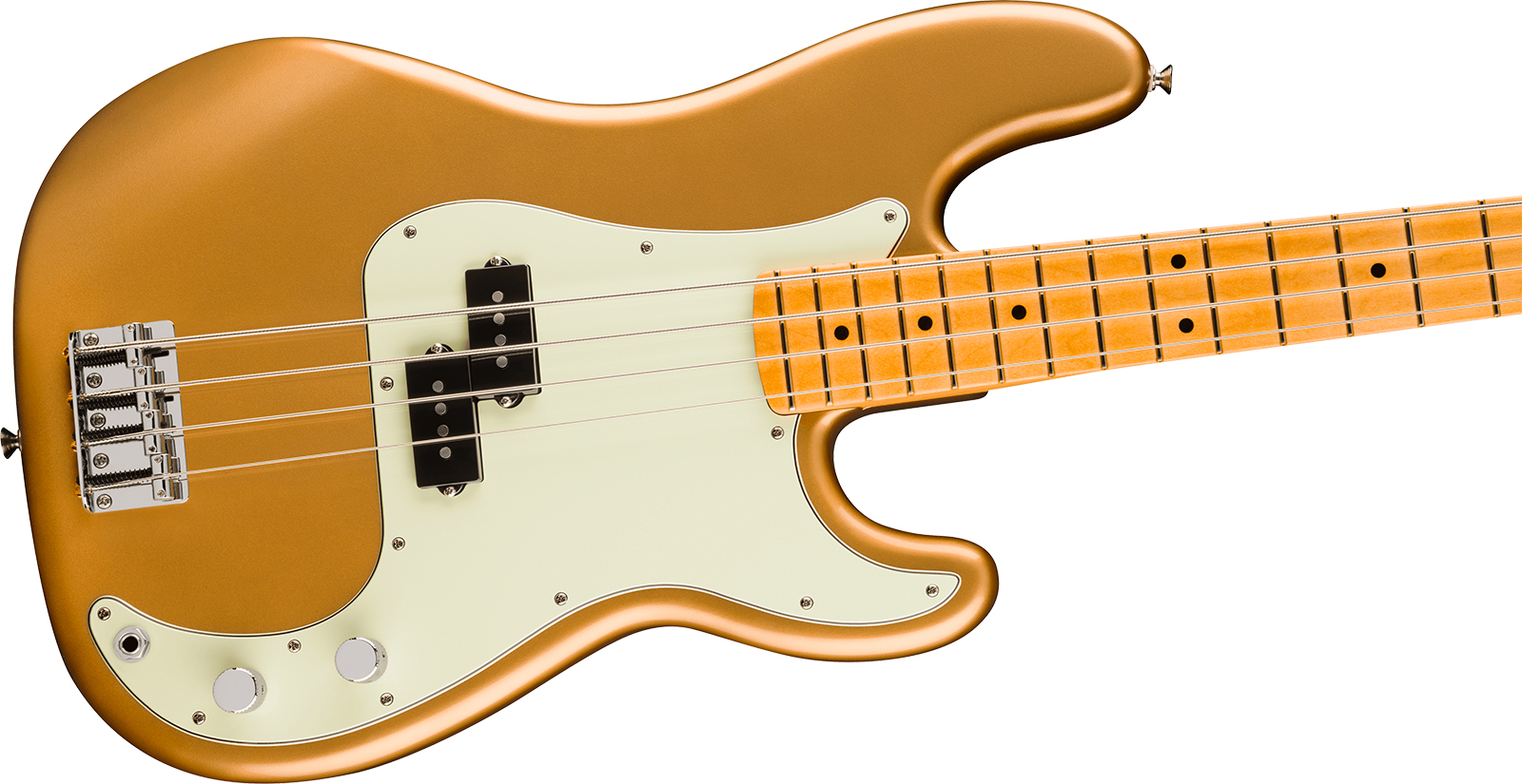 Fender Precision Bass Player Ii 75th Ann. Mex Ht 2s Mn - Aztec Gold - Solidbody E-bass - Variation 2