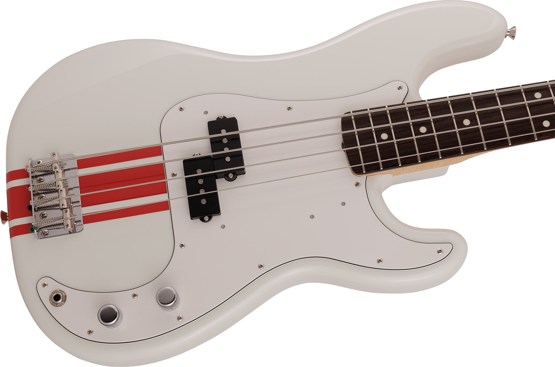 Fender Precision Bass Traditional 60s Mij Jap Rw - Olympic White W/ Red Competition Stripe - Solidbody E-bass - Variation 2