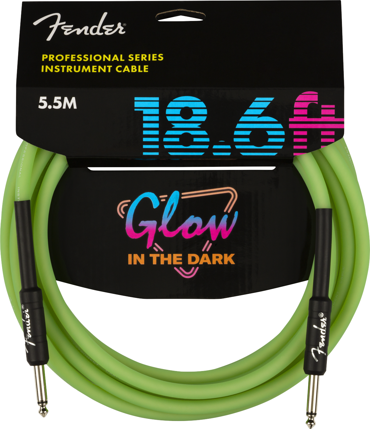 Fender Pro Glow In The Dark Instrument Cable Droit/droit 18.6ft Green - Kabel - Variation 1