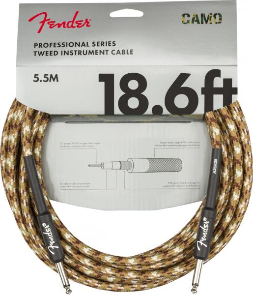Kabel Fender Professional Series Instrument Cable, Straight/Straight, 18.6ft - Desert Camo