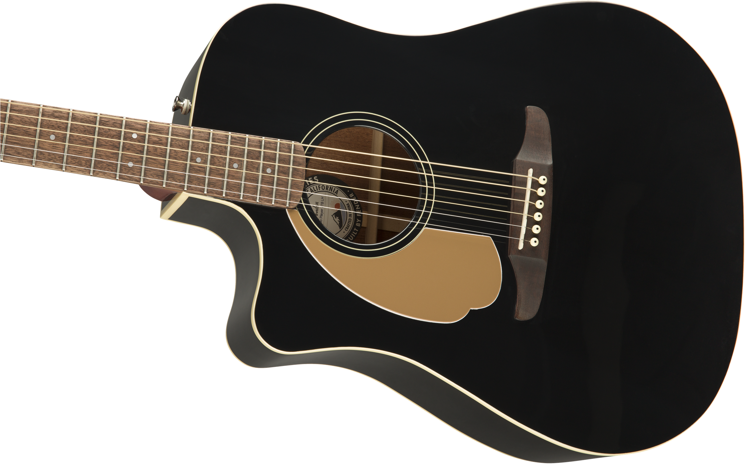 Fender Redondo Lh California Player Gaucher Cw Epicea Acajou Pau - Jetty Black - Elektroakustische Gitarre - Variation 2