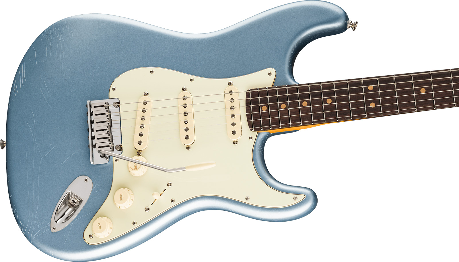 Fender Strat 60s American Ultra Luxe Usa 3s Trem Rw - Ice Blue Metallic - E-Gitarre in Str-Form - Variation 2