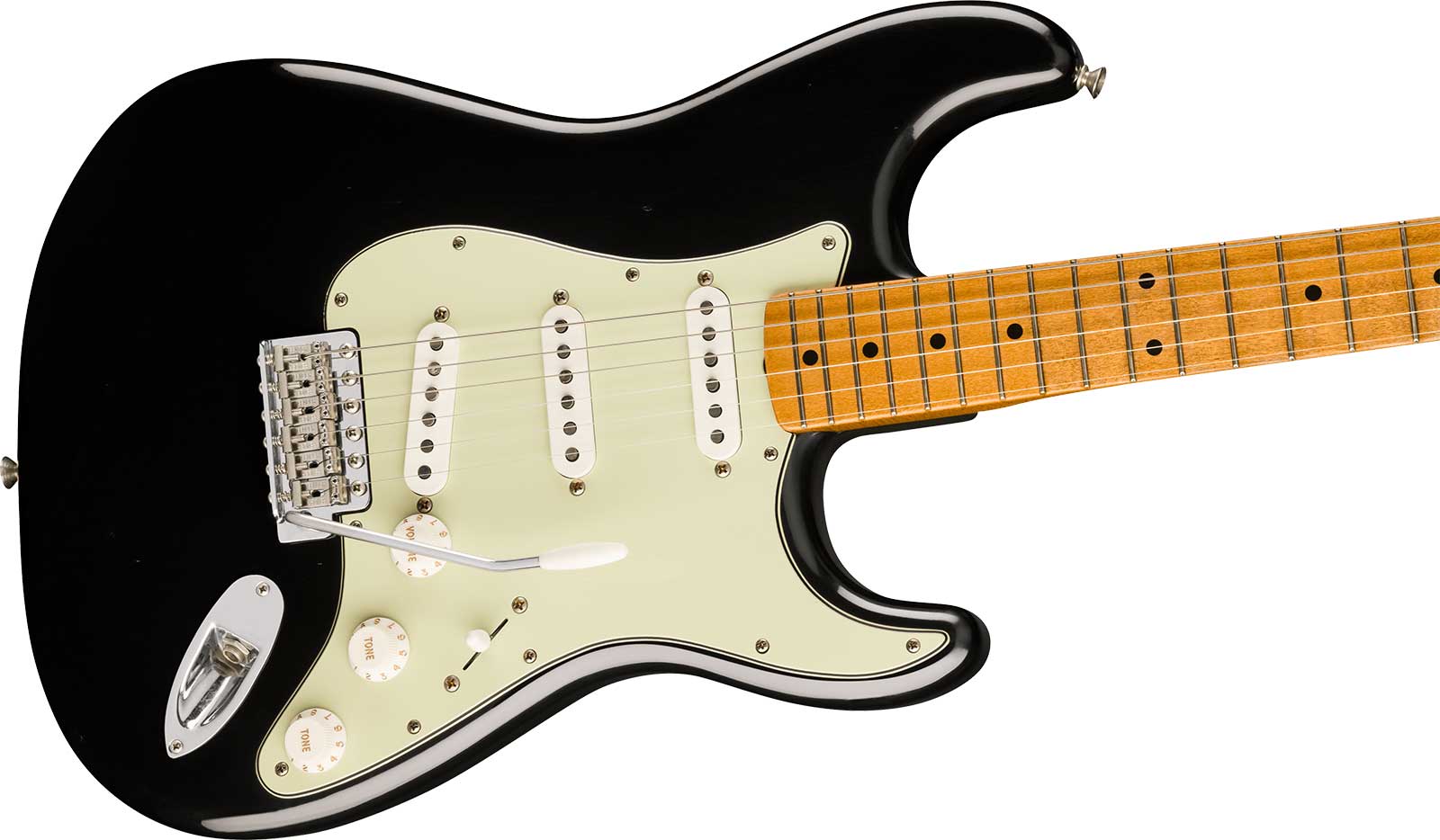 Fender Strat 60s Road Worn Vintera 2 Ltd Mex 3s Trem Mn - Black - E-Gitarre in Str-Form - Variation 2