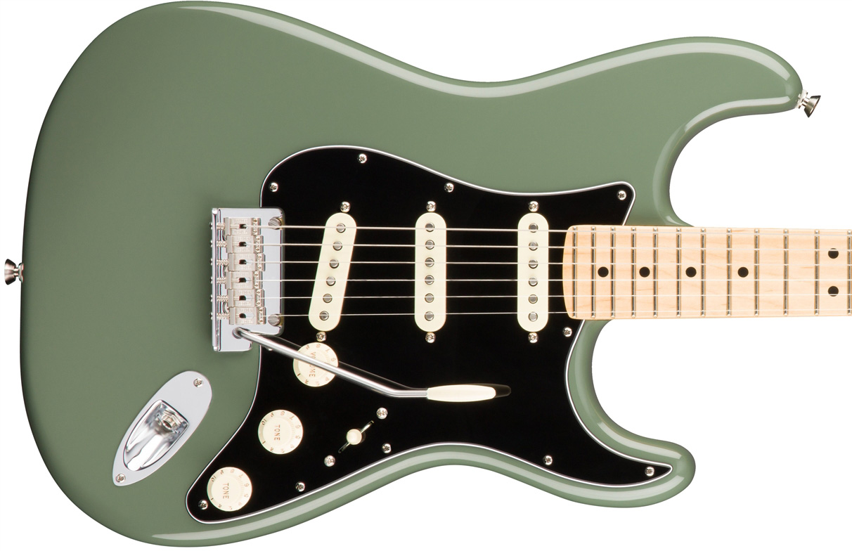 Fender Strat American Professional 2017 3s Usa Mn - Antique Olive - E-Gitarre in Str-Form - Variation 1