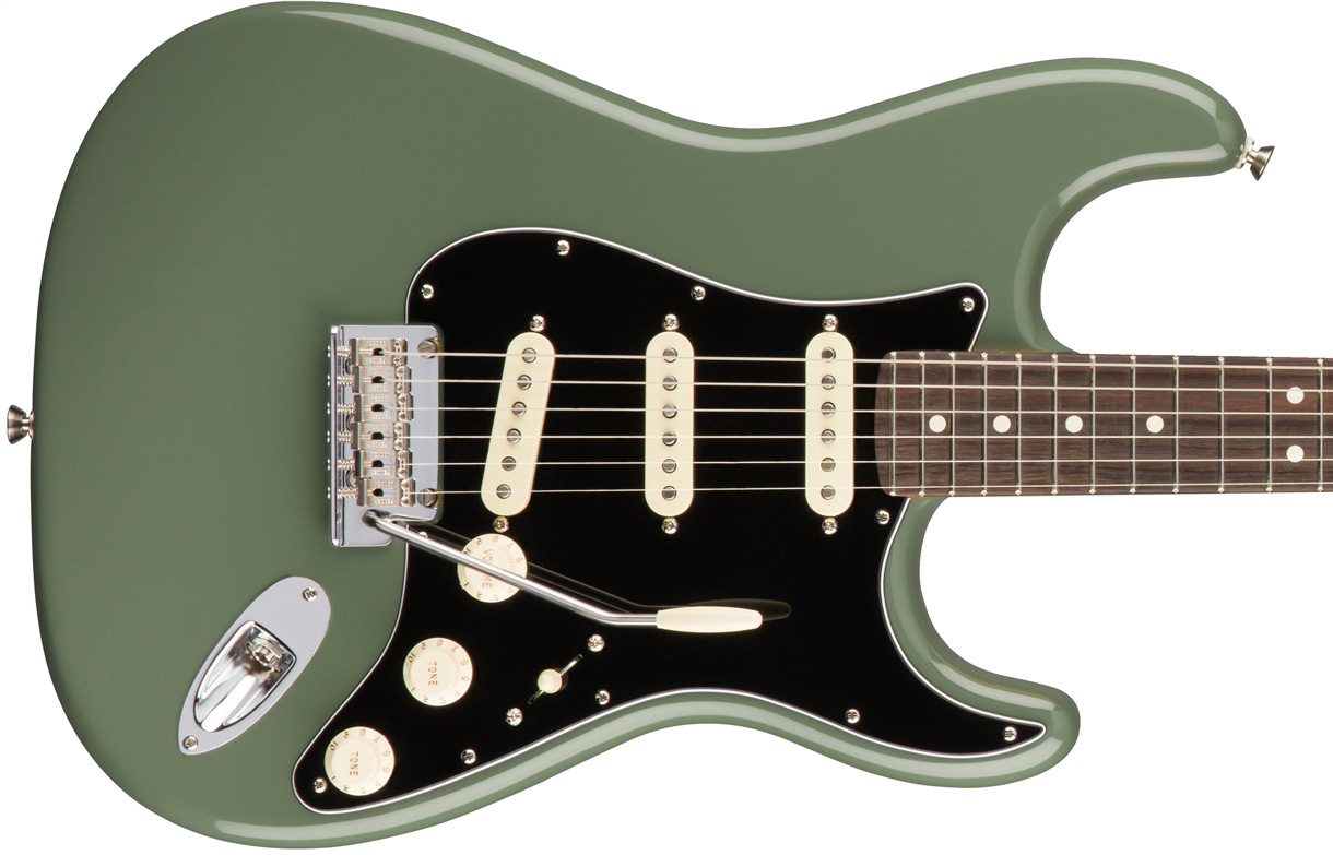 Fender Strat American Professional 2017 3s Usa Rw - Antique Olive - E-Gitarre in Str-Form - Variation 1