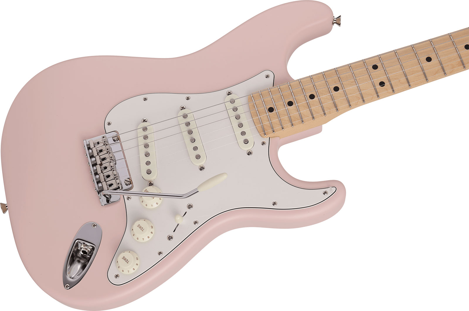 Fender Strat Junior Mij Jap 3s Trem Rw - Satin Shell Pink - E-Gitarre für Kinder - Variation 2