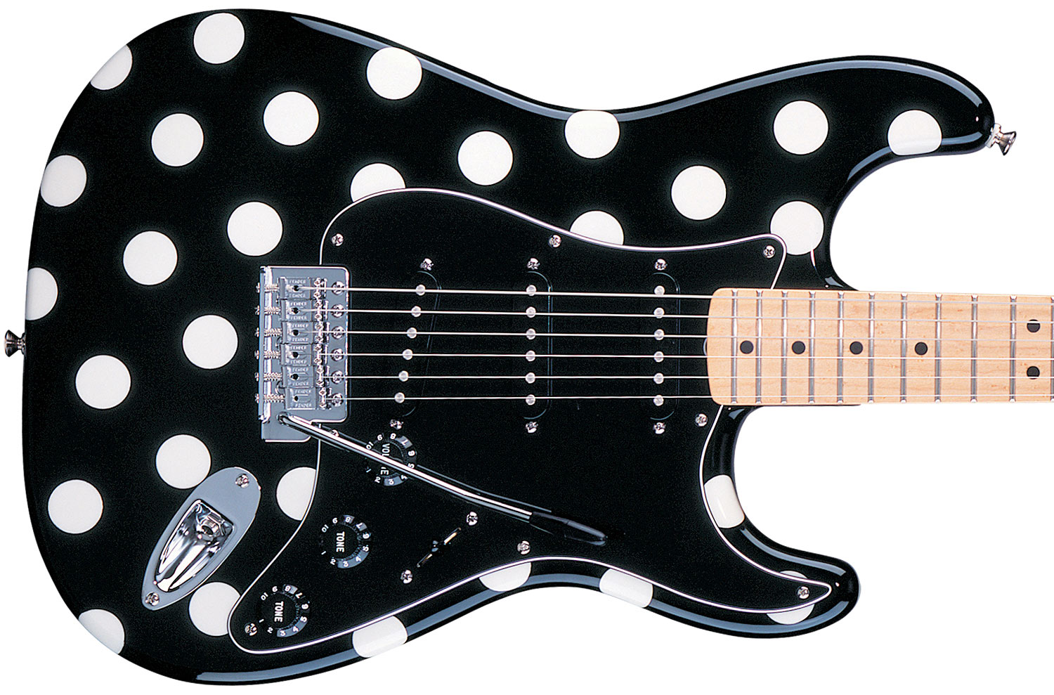 Fender Strat Mexican Artist Buddy Guy 3s Mn Black White Dots - E-Gitarre in Str-Form - Variation 2