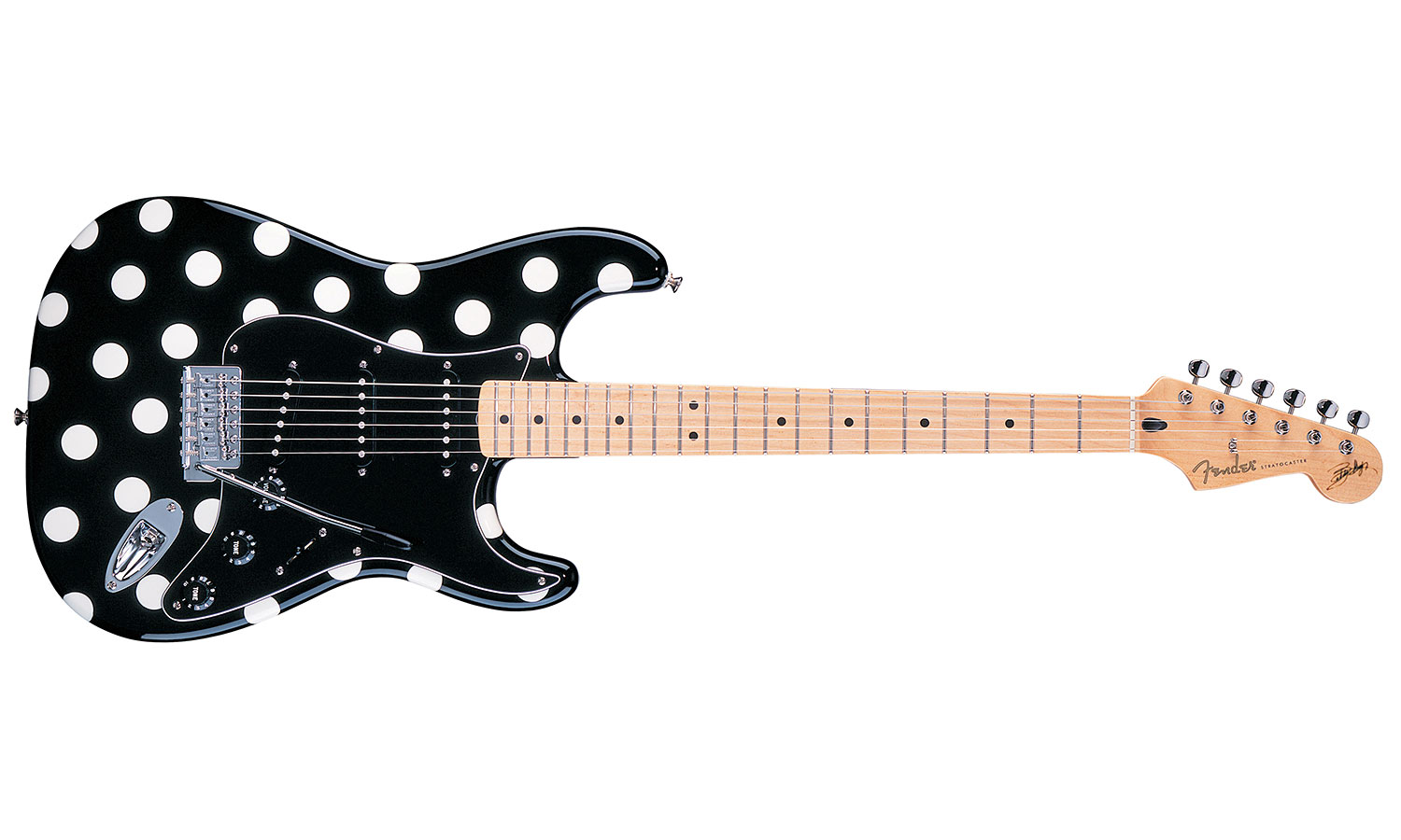 Fender Strat Mexican Artist Buddy Guy 3s Mn Black White Dots - E-Gitarre in Str-Form - Variation 1