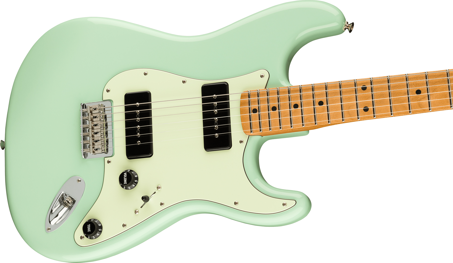 Fender Strat Noventa Mex Ss Ht Mn +housse - Surf Green - E-Gitarre in Str-Form - Variation 2
