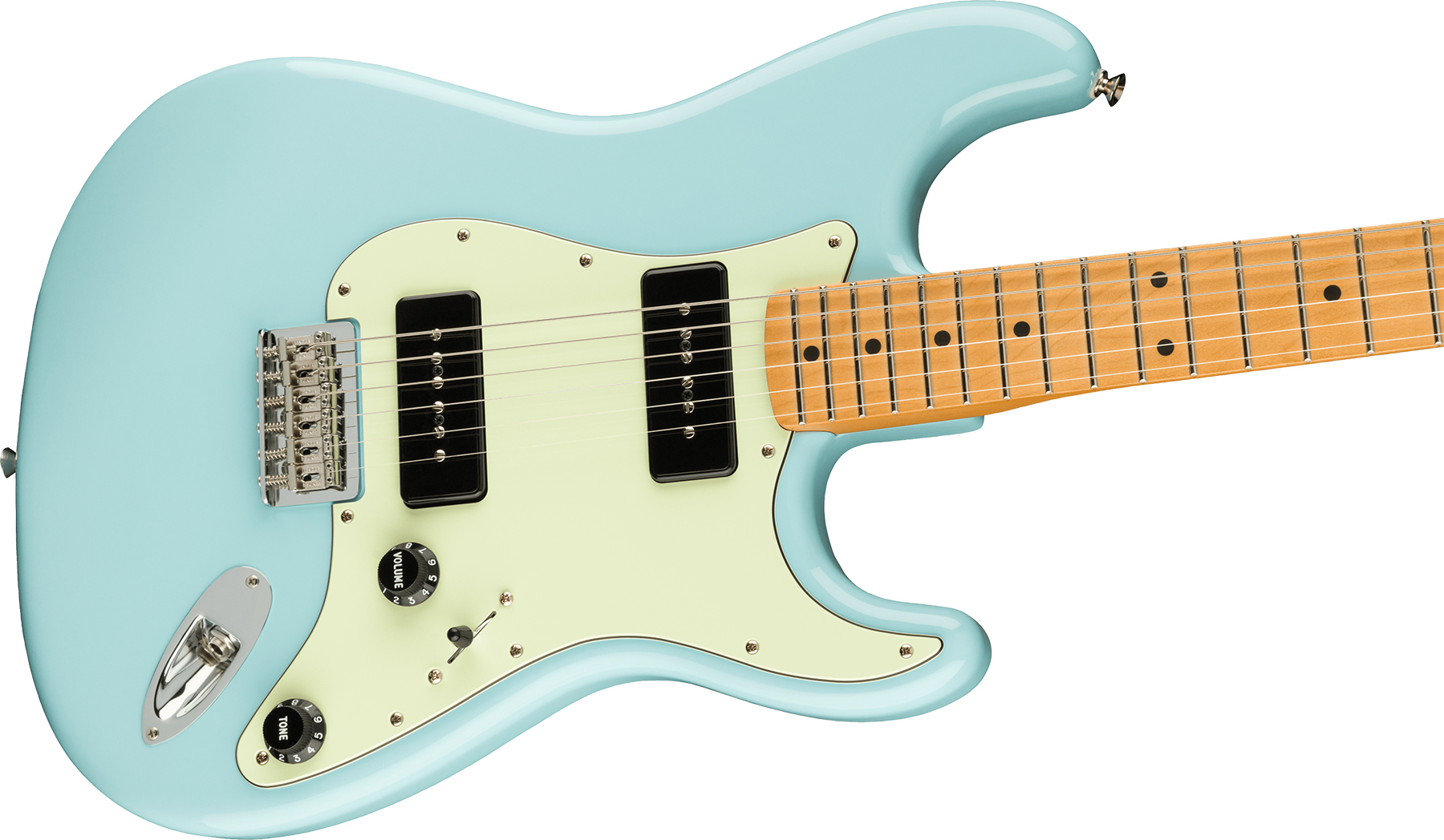 Fender Strat Noventa Mex Ss Ht Mn +housse - Daphne Blue - E-Gitarre in Str-Form - Variation 2
