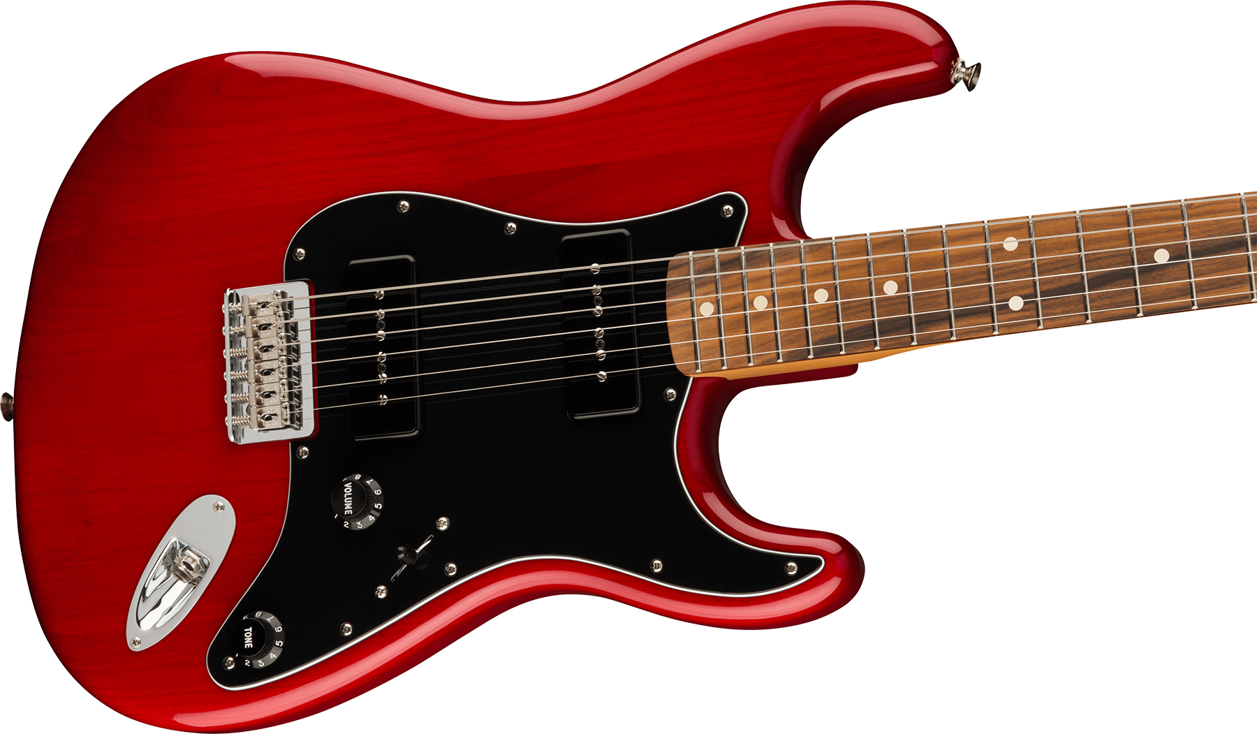 Fender Strat Noventa Mex Ss Ht Pf +housse - Crimson Red Transparent - E-Gitarre in Str-Form - Variation 2