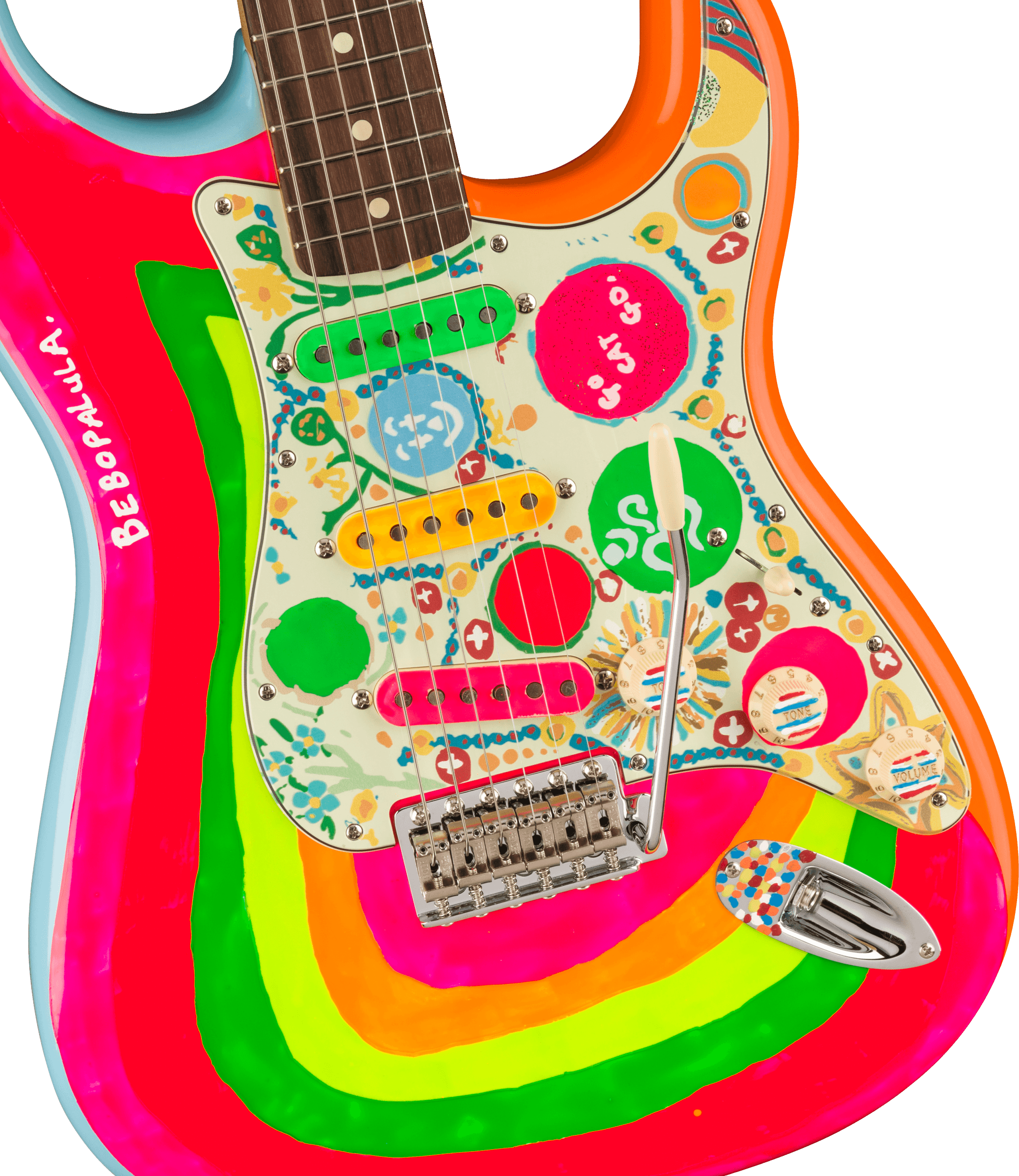 Fender Stratocaster Mex George Harrison Rocky Trem 3s Rw - Hand Painted Rocky Artwork Over Sonic Blue - E-Gitarre in Str-Form - Variation 2