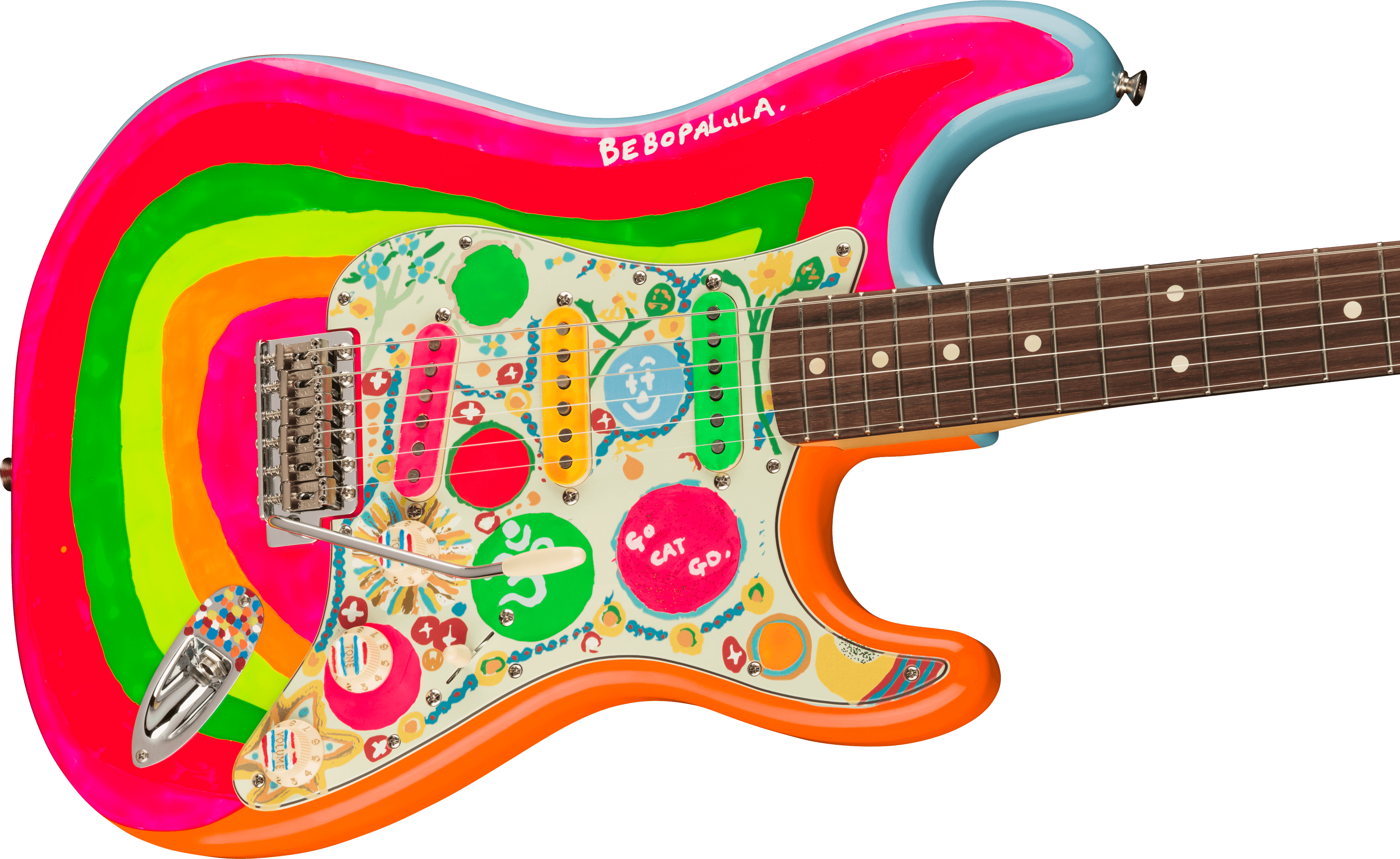 Fender Stratocaster Mex George Harrison Rocky Trem 3s Rw - Hand Painted Rocky Artwork Over Sonic Blue - E-Gitarre in Str-Form - Variation 3
