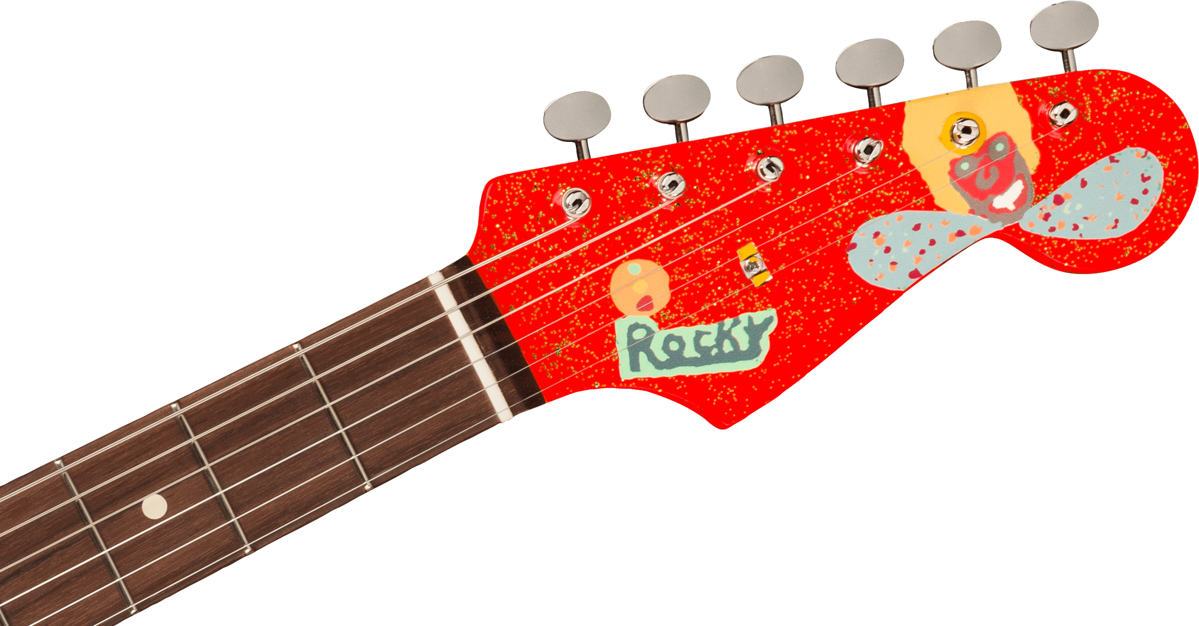 Fender Stratocaster Mex George Harrison Rocky Trem 3s Rw - Hand Painted Rocky Artwork Over Sonic Blue - E-Gitarre in Str-Form - Variation 4