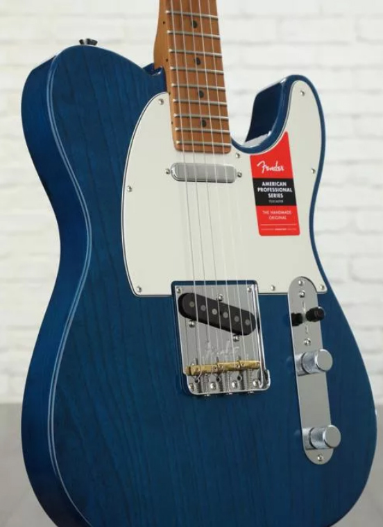 Fender Tele American Professional Roasted Neck Ltd 2020 Usa Mn - Sapphire Blue Transparent - E-Gitarre in Teleform - Variation 1