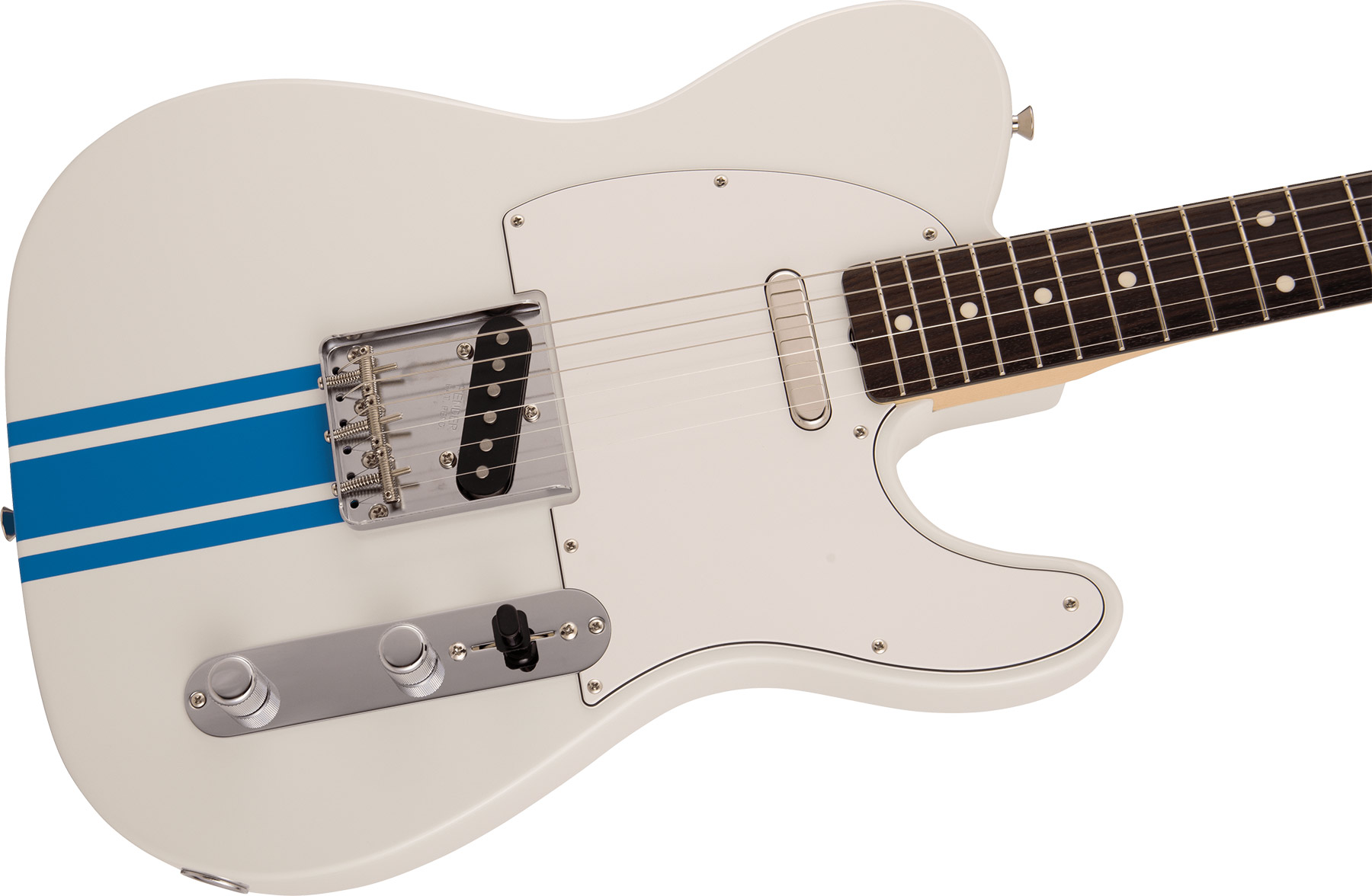 Fender Tele Traditional 60s Mij Jap 2s Ht Rw - Olympic White W/ Blue Competition Stripe - E-Gitarre in Teleform - Variation 2