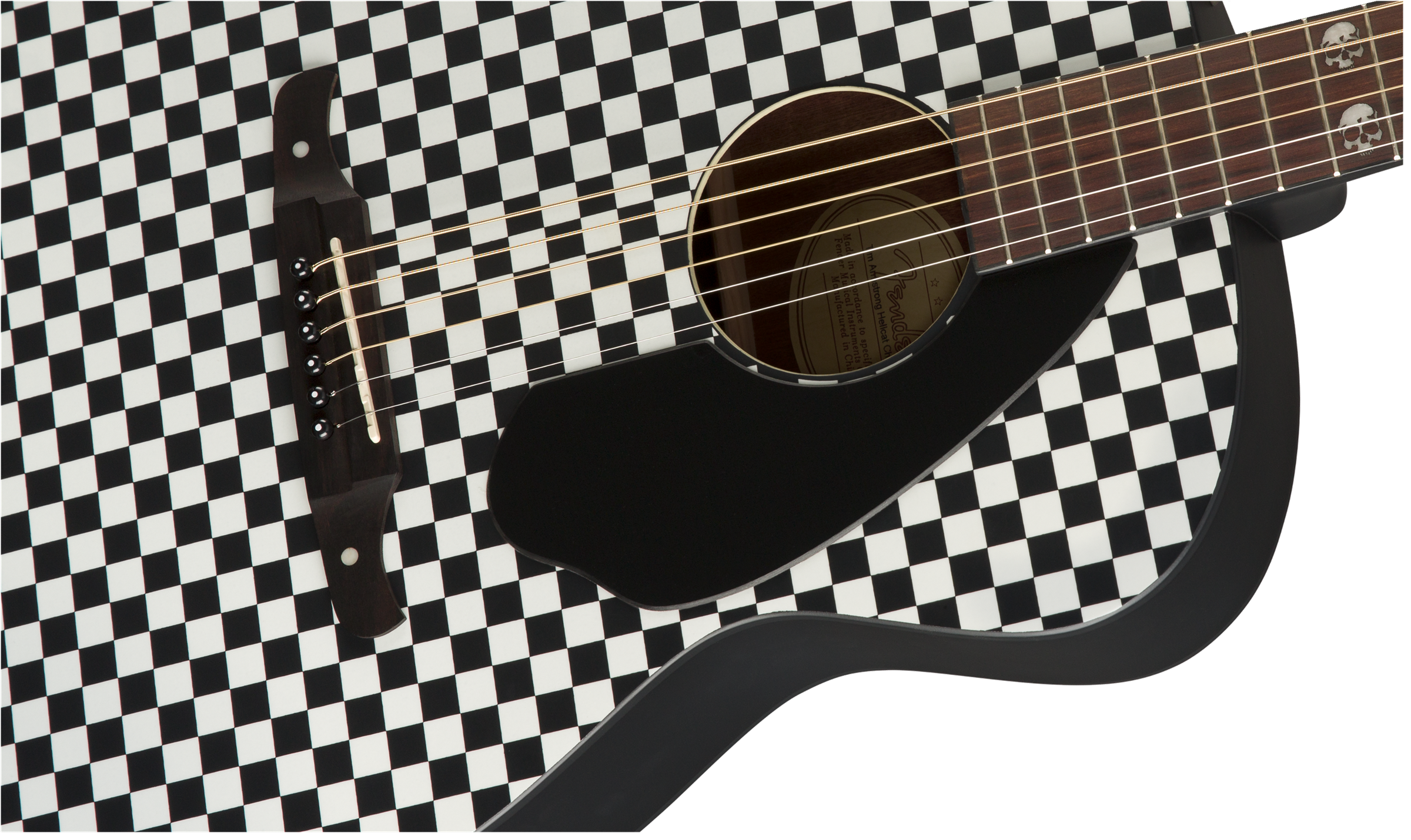 Fender Tim Armstrong Hellcat Epicea Acajou Wal - Checkerboard White/black - Elektroakustische Gitarre - Variation 3