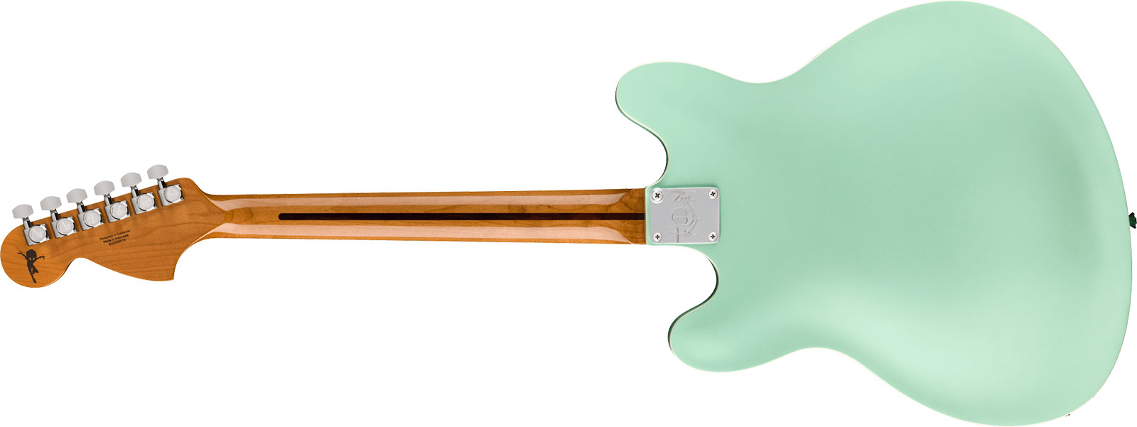 Fender Tom Delonge Starcaster 1h Seymour Duncan Ht Rw - Satin Surf Green - Semi-Hollow E-Gitarre - Variation 1