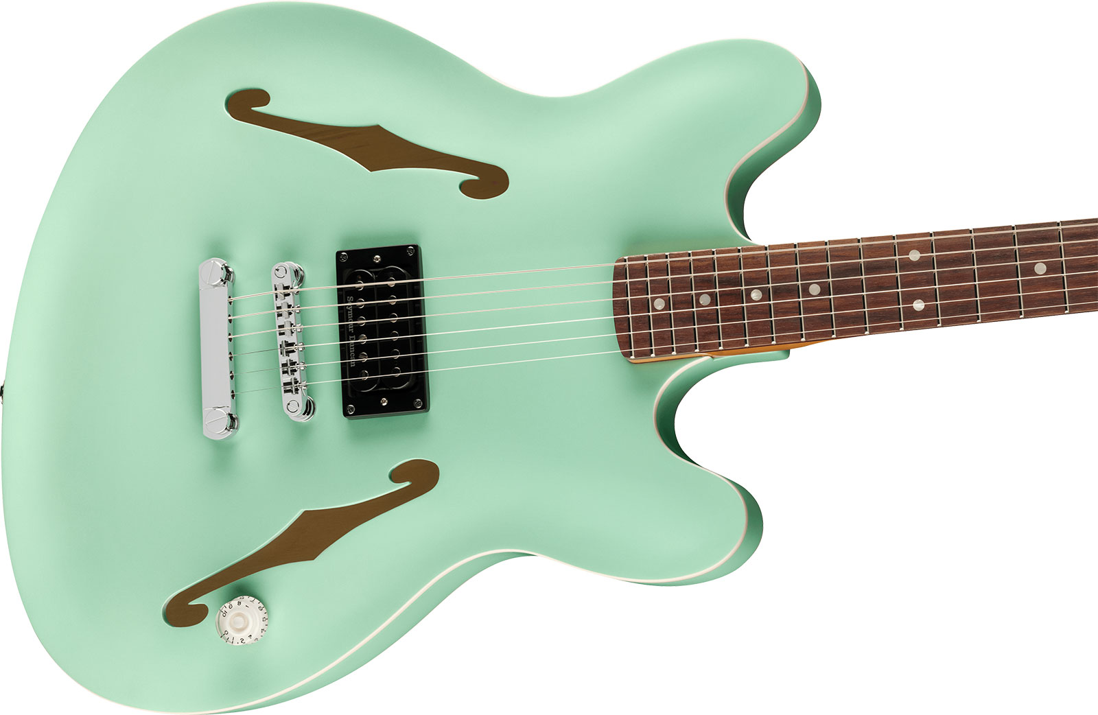 Fender Tom Delonge Starcaster 1h Seymour Duncan Ht Rw - Satin Surf Green - Semi-Hollow E-Gitarre - Variation 2