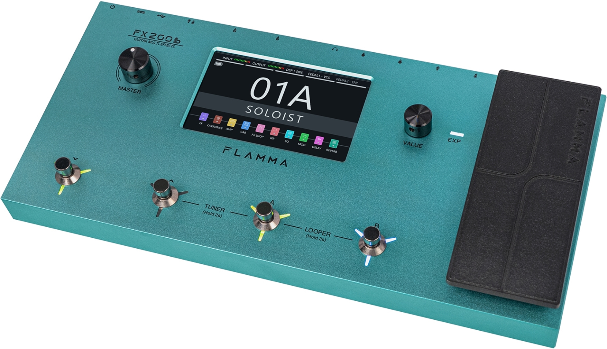 Flamma Fx200b (rechargeable Battery) Guitar Multi Effects Nebula Green - Multieffektpedal - Main picture