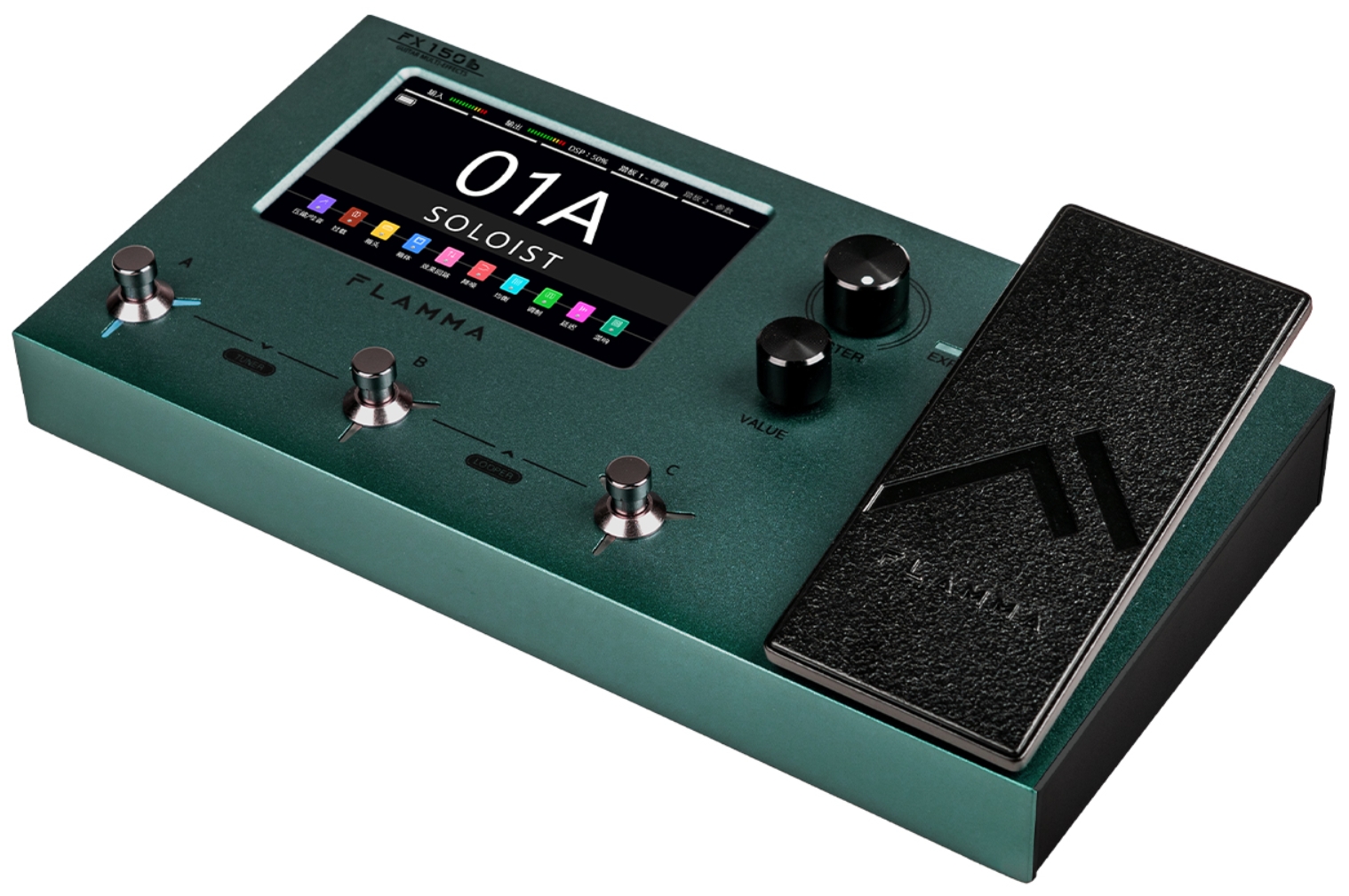 Flamma Fx150b Battery Guitar Multi Effects Nebula Green - Multieffektpedal - Variation 1