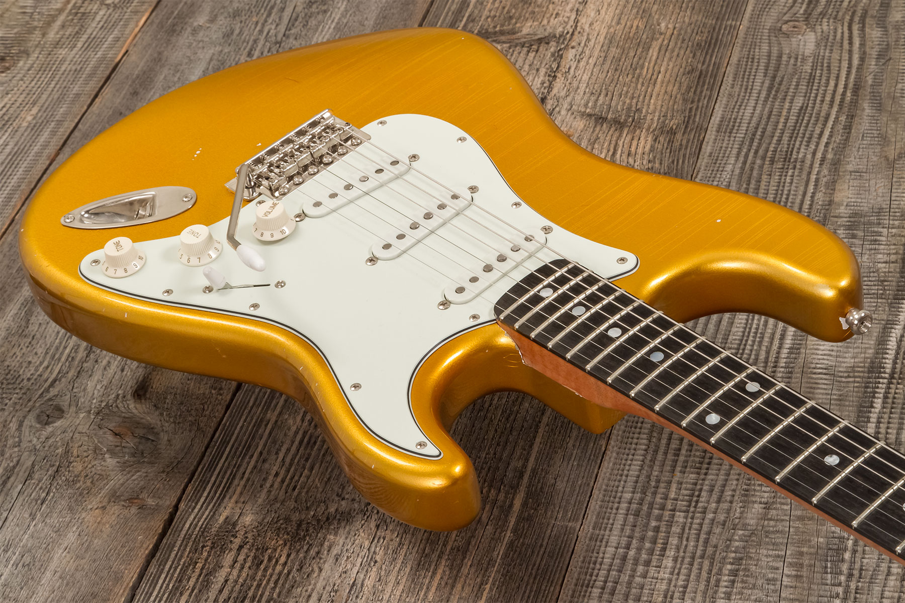 Folreden Guitars Custom Order Strat 3s Trem Rw #090815 - Relic Golden Yellow Sparkle - E-Gitarre in Str-Form - Variation 2