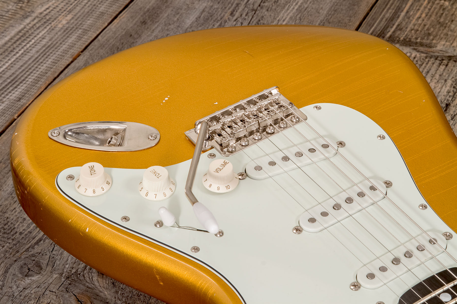 Folreden Guitars Custom Order Strat 3s Trem Rw #090815 - Relic Golden Yellow Sparkle - E-Gitarre in Str-Form - Variation 3