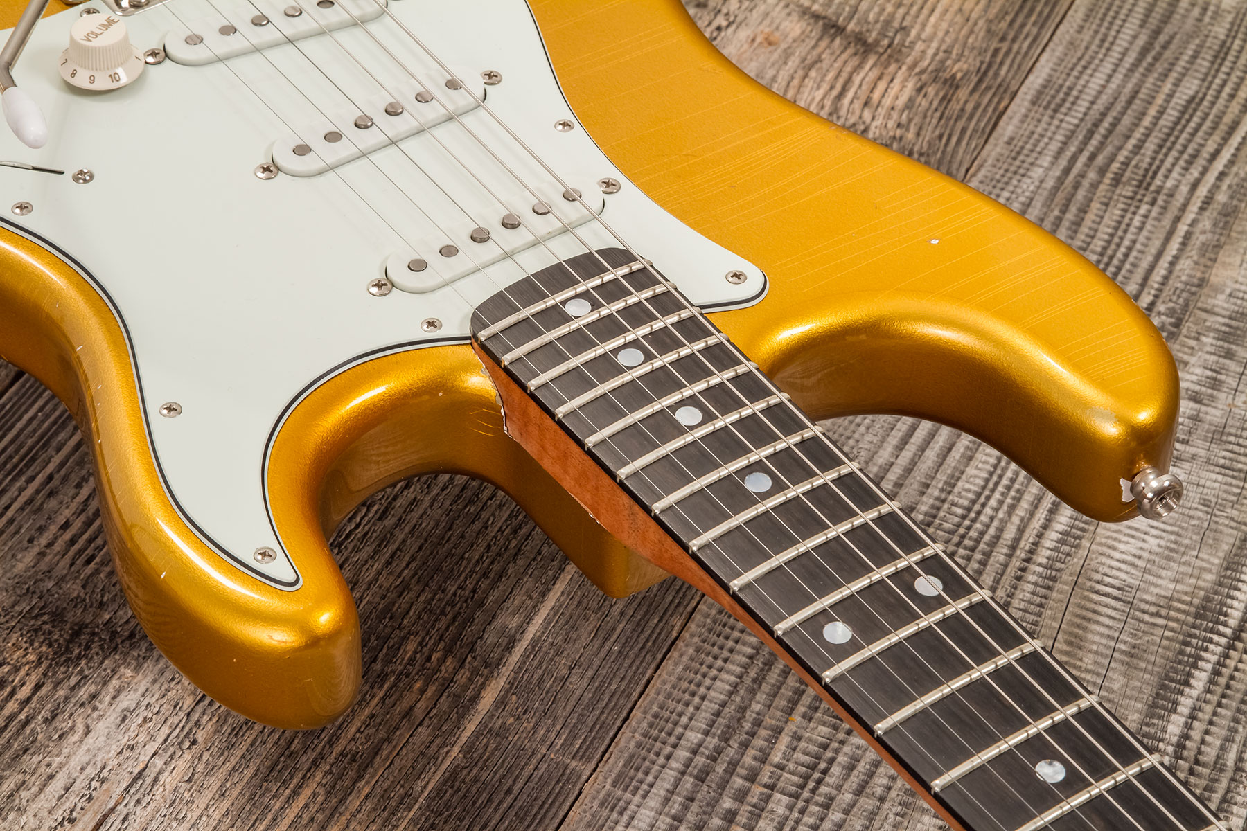 Folreden Guitars Custom Order Strat 3s Trem Rw #090815 - Relic Golden Yellow Sparkle - E-Gitarre in Str-Form - Variation 4