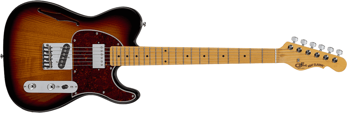 G&l Tribute Asat Classic Bluesboy Semi-hollow Hs Ht Mn - Sunburst - E-Gitarre in Teleform - Main picture