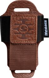 Leather pouch brown for wireless pocket transmitter