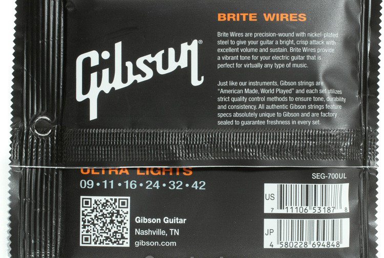 Gibson Jeu De 6 Cordes Electric (6) Brite Wires Seg-700ul 9.42 - E-Gitarren Saiten - Variation 1