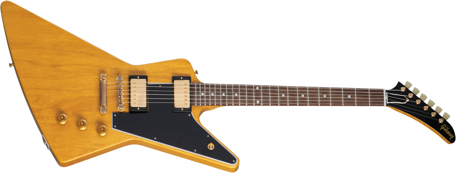 Gibson Custom Shop 1958 Korina Explorer Reissue Black Pickguard 2h Ht Eb - Vos Natural - E-Gitarre aus Metall - Main picture