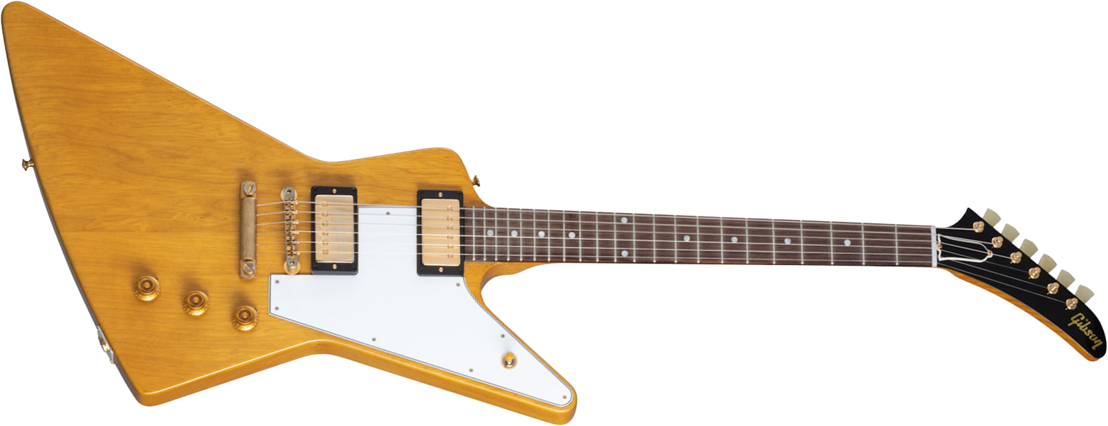 Gibson Custom Shop 1958 Korina Explorer Reissue White Pickguard 2h Ht Eb - Vos Natural - Retro-Rock-E-Gitarre - Main picture